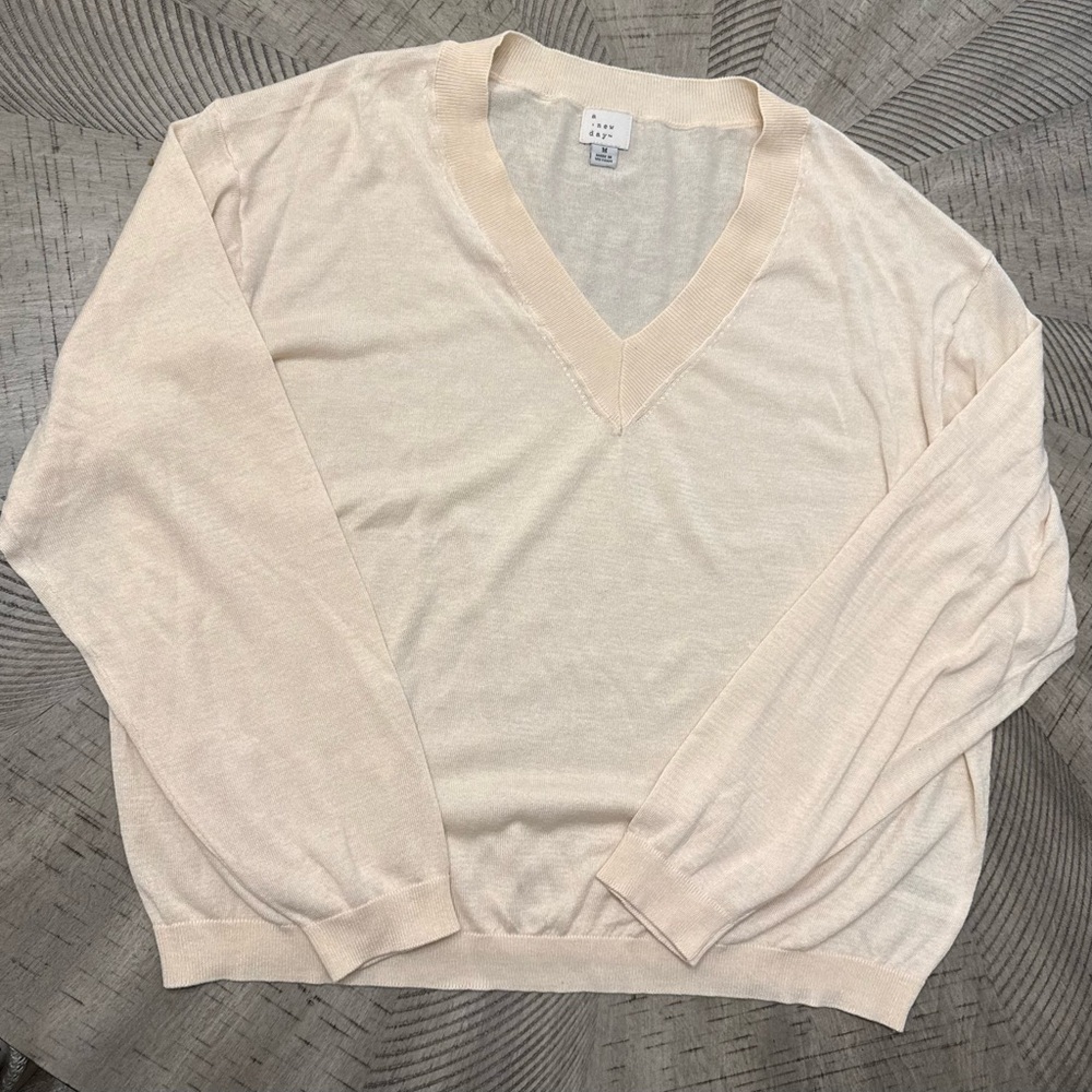 a new day Soft Cream V-Neck Sweater